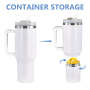 40oz H2.0 Custom Logo Stainless Steel Insulate Cup Tumbler with Snack Ice Storage Compartment Mugs with Handle Water Bottle