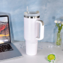 40oz H2.0 Custom Logo Stainless Steel Insulate Cup Tumbler with Snack Ice Storage Compartment Mugs with Handle Water Bottle