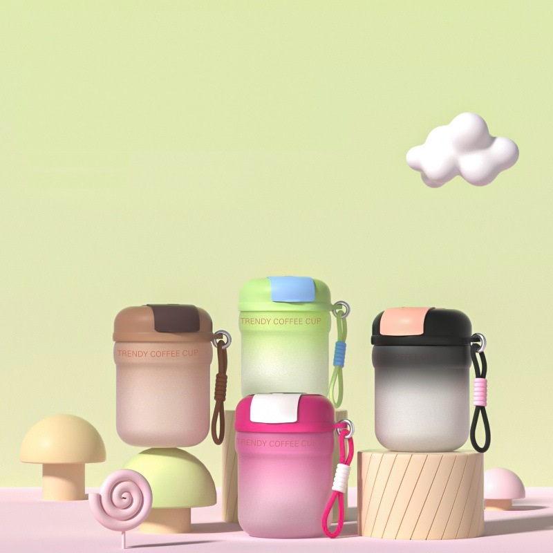 360ml Gradient Glass Cup Heat-Resistant Double Drink Straw Water Cup  Simple Coffee Mugs Portable Water Bottle With Tea Infuser