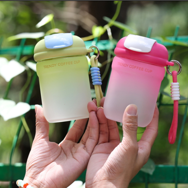 360ml Gradient Glass Cup Heat-Resistant Double Drink Straw Water Cup  Simple Coffee Mugs Portable Water Bottle With Tea Infuser