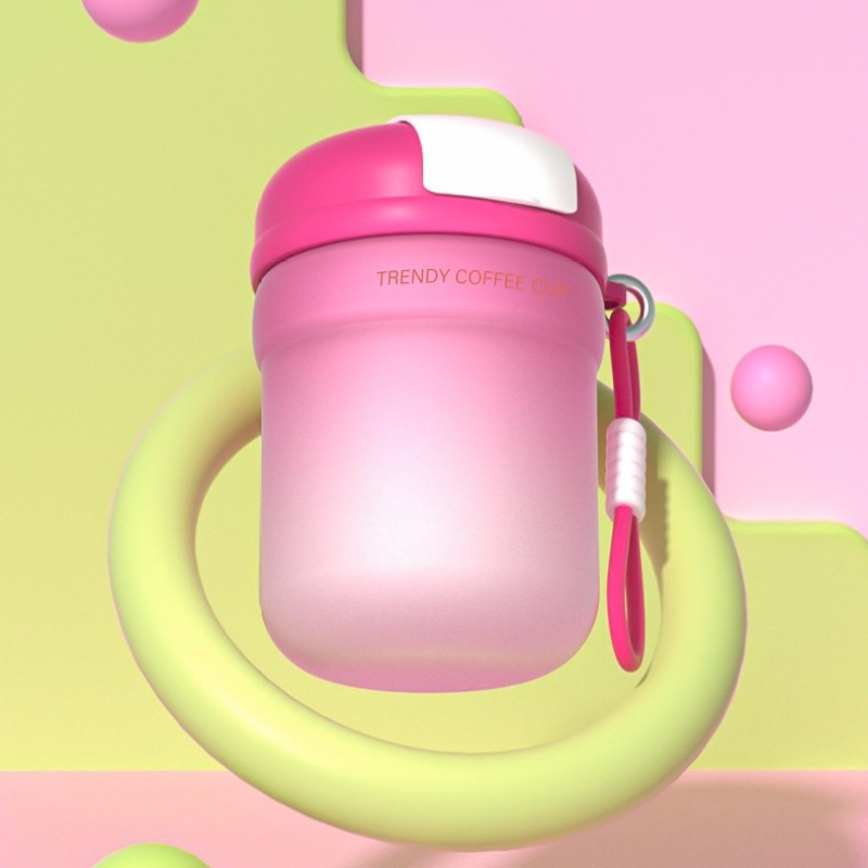 360ml Gradient Glass Cup Heat-Resistant Double Drink Straw Water Cup  Simple Coffee Mugs Portable Water Bottle With Tea Infuser