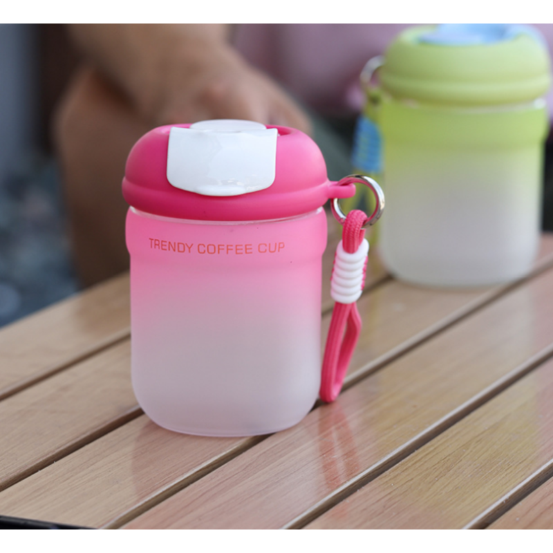 360ml Gradient Glass Cup Heat-Resistant Double Drink Straw Water Cup  Simple Coffee Mugs Portable Water Bottle With Tea Infuser