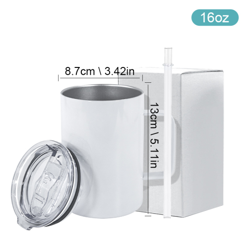 Wholesale 16oz Sublimation Travel Tumbler With Lid and Straw Handle Stainless Steel Sublimation Bulk Blank