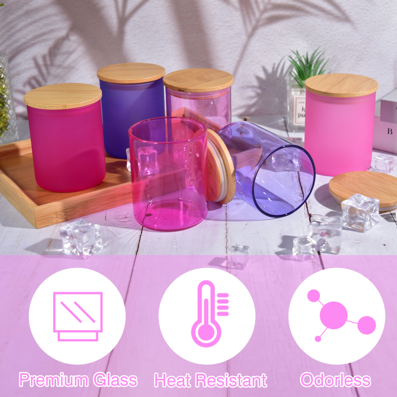 RTS US 36pcs/ctn Luxury Empty 10 oz Candle Vessels Clear Glass Candle Jars With Bamboo Lid and Box