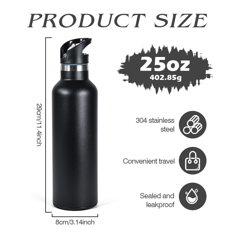 Quality Sports Gym Stainless Steel Water Bottle Eco-friendly 25oz Insulated Narrow Mouth Water Bottle with Custom logo