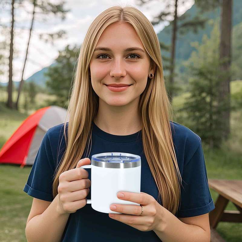 Wholesale Custom 304 Stainless Steel Insulated Mug 14oz Modern Design Portable Office & Outdoor Travel Coffee Cup with Handle
