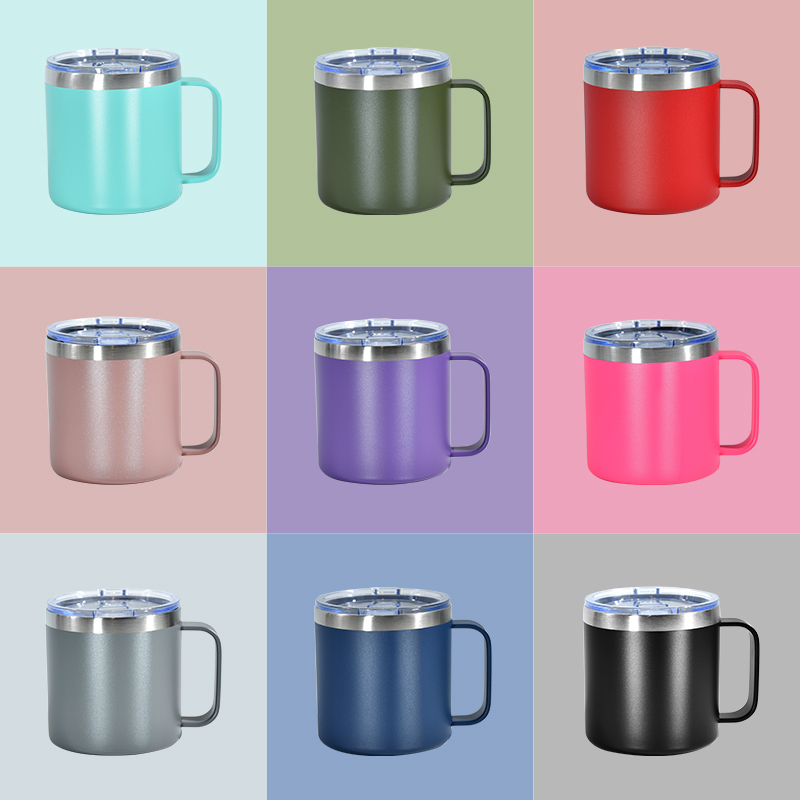 Wholesale Custom 304 Stainless Steel Insulated Mug 14oz Modern Design Portable Office & Outdoor Travel Coffee Cup with Handle