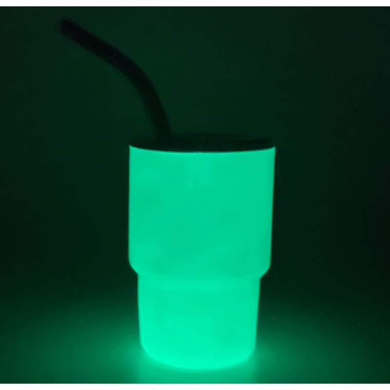 3oz Blanks Stainless Steel Insulated Mini Tumbler Shot Glass with Straw and Lid Sublimation Glow in the Dark(White to Green)