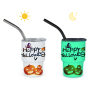 3oz Blanks Stainless Steel Insulated Mini Tumbler Shot Glass with Straw and Lid Sublimation Glow in the Dark(White to Green)