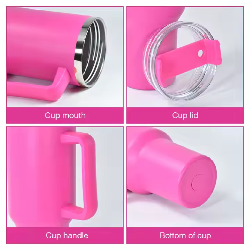 US Warehouse RTS H1.0 40oz Powder Coated Tumbler Stainless Steel Travel Handle Mix Colors Tumbler for Laser Engraved 12pcs/ctn