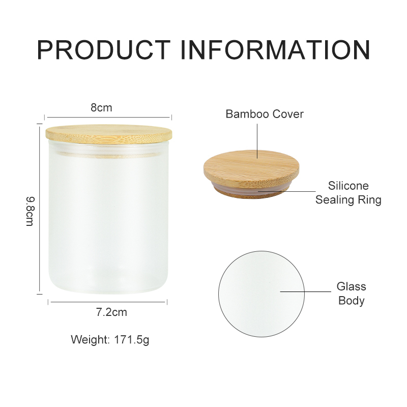 50PCS/CTN 10oz Frosted Clear Sublimation Blanks Small Tealight Glass Candle Jar With Wooden Lid US Warehouse Stocked