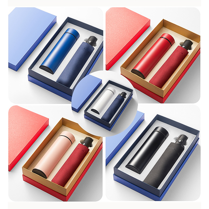 Custom LOGO Business Gift Set Vacuum Cup Umbrella Uv Protection Business Promotional Gift Set With Box Corporate Gift