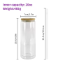 US RTS 25oz New Sublimation Glass Tumbler Curve Double Wall Clear Glass Can Mug with Pre-Drilled Hole Plug Bamboo Lids 25pcs/ctn
