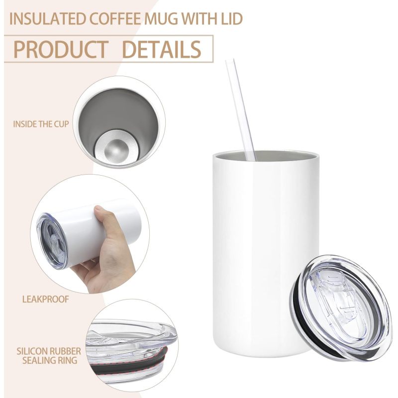 Free Shipping US Warehouse Sublimation 12oz Blanks Tumbler Stainless Steel Double Wall Vacuum Straight Tumblers Water Cups