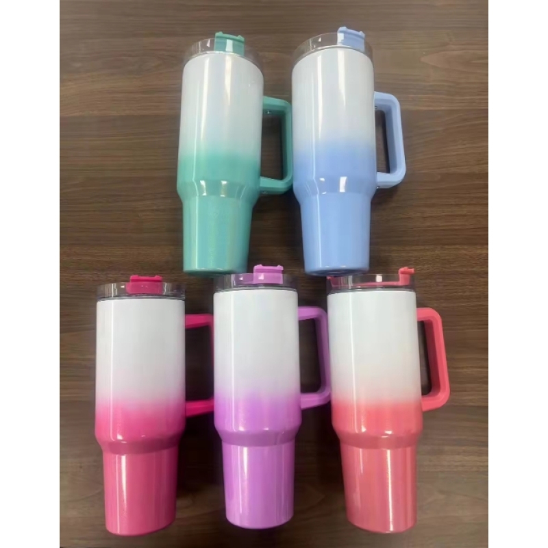 RTS USA Warehouse Stocked 40oz Sublimation Ombre Gradient Color Tumbler Mugs Water Bottle With Handle  20pcs/ctn