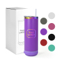 Custom Rainbow Plated Straight Skinny 20oz Powder Coated Speaker Tumbler with Music Player for Laser Engraving