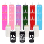 RTS  25pcs/ctn 8 Colors Mixed 16oz Solid Color Sublimation Glass Can Tumbler with PP Lid and Plastic Straw