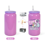 RTS  25pcs/ctn 8 Colors Mixed 16oz Solid Color Sublimation Glass Can Tumbler with PP Lid and Plastic Straw