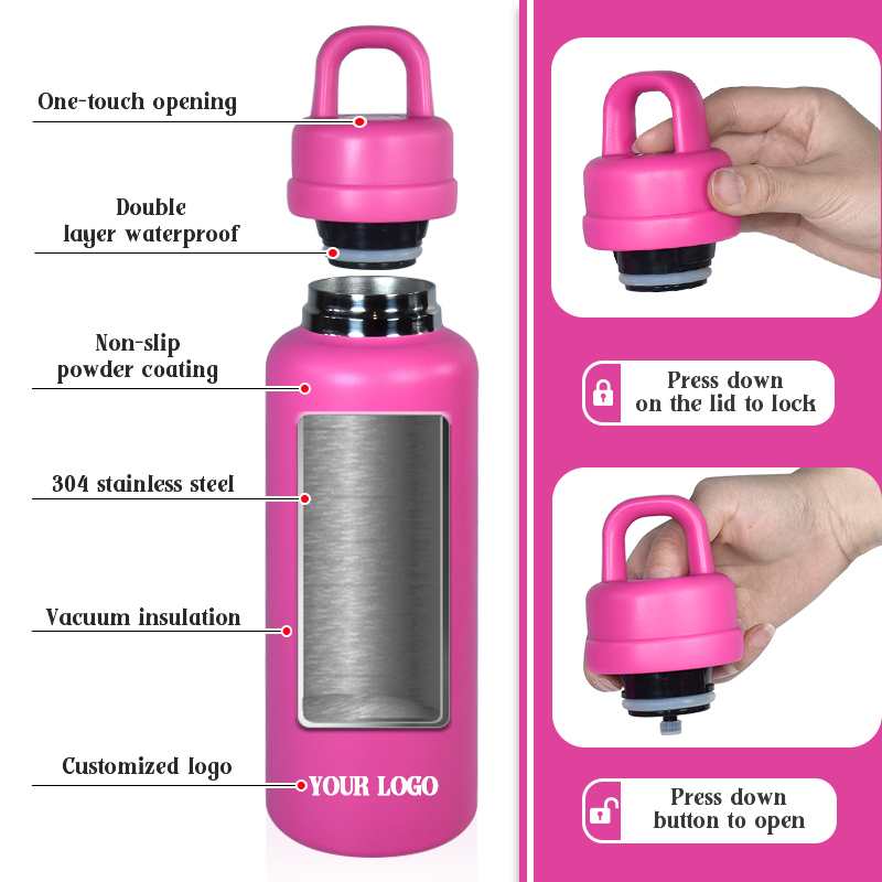 Small Pack 4pcs/ctn US RTS 18oz Stainless Steel Water Bottle Powder Coating 4colors Double Walled Tumbler Open Lid Vacuum Flask