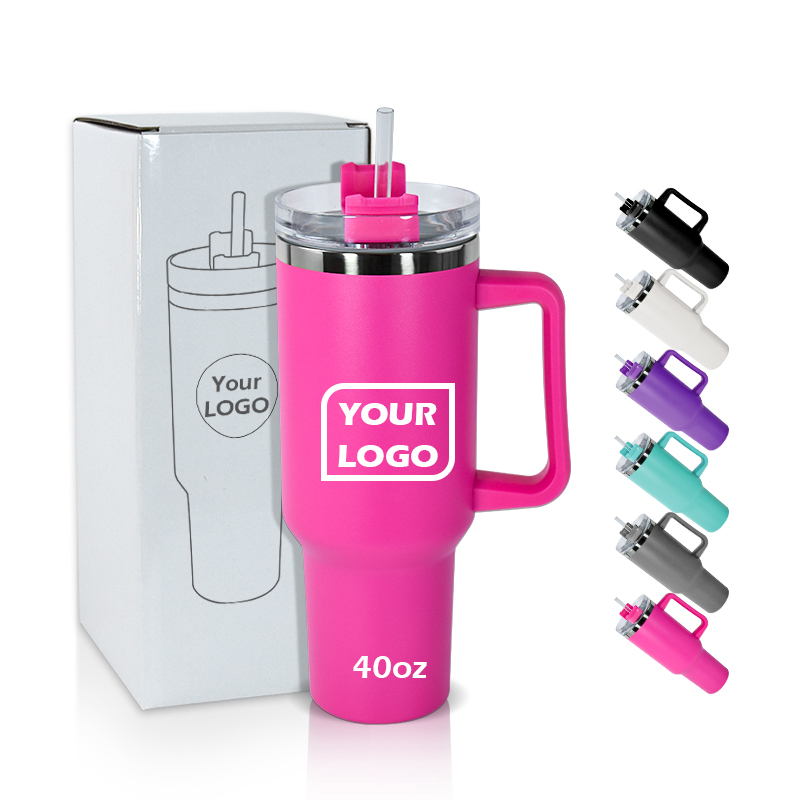 Fast Customization 40oz Powder Coated Double Wall Stainless Steel Mother's Tumbler Travel Mug with Heart Pattern Purple
