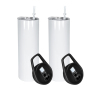 USA Warehouse Stocked 20oz Sublimation White Tumbler with Black Handle Two Screw Lids and pp Plastic Straw Free Fast Shipping