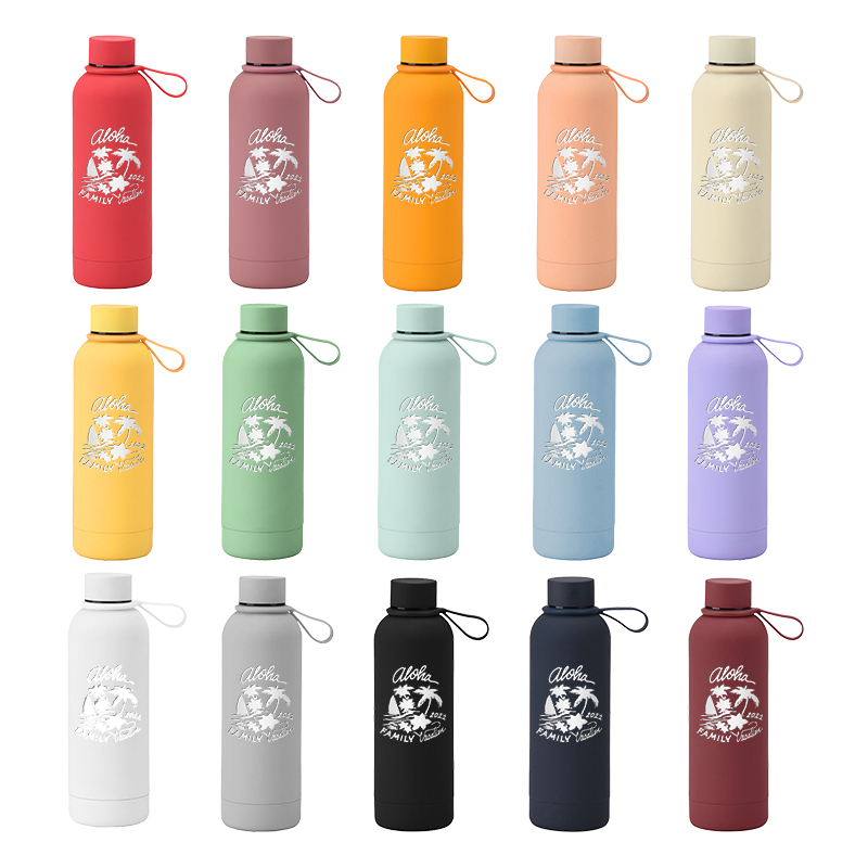 Custom 500ml Candy Colors Double Wall Stainless Steel Sport Water Bottle Girls Office Tumblers Cola Water Bottles