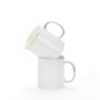 Customized Logo 11oz Ceramic Mug Sublimation Blanks Thin Smooth White Coffee Bone China Cup with Gold Edge Handle for Wholesale