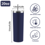 Colors Mixed 20oz Stainless Steel Tumbler Powder Coated Insulated Cup with Metal Plastic Straw Brush