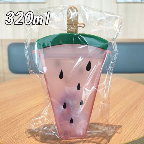 Wholesale Gift Portable Creative Plastic Watermelon Shape Water Bottle Kids Girl Cute Ice Cream Plastic Bottle