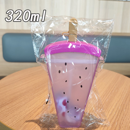 Wholesale Gift Portable Creative Plastic Watermelon Shape Water Bottle Kids Girl Cute Ice Cream Plastic Bottle
