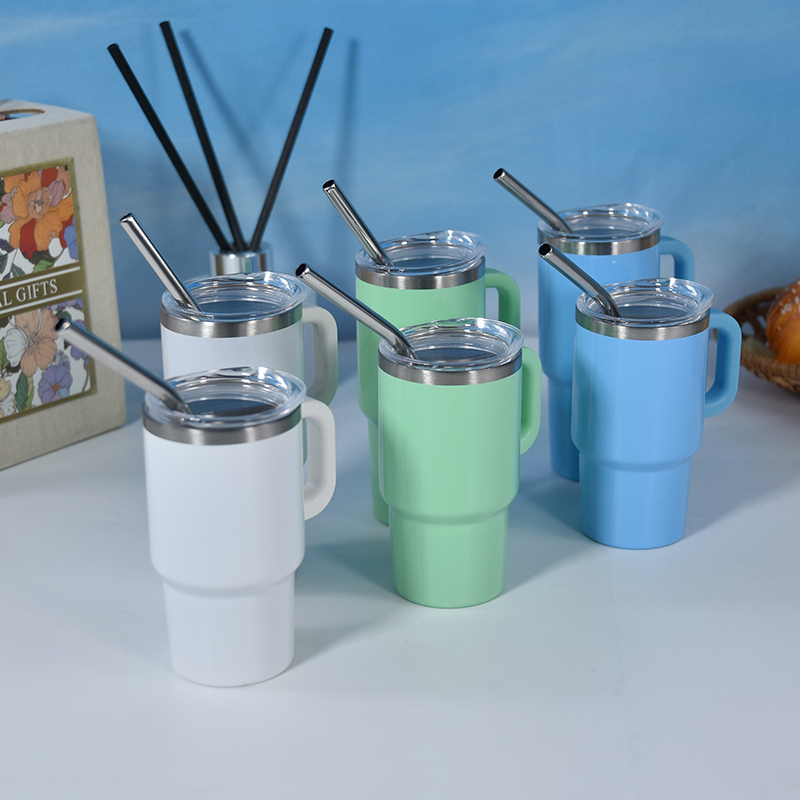Cute Shot Glasses with Handle Kawaii Insulated Tumblers for Espresso Coffee 4oz/5oz Mini Shot Tumbler with Lid and Straw