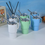 Cute Shot Glasses with Handle Kawaii Insulated Tumblers for Espresso Coffee 4oz/5oz Mini Shot Tumbler with Lid and Straw
