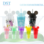BPA Free 16oz Double Wall Plastic 480ml Cartoon Mouse Ear Acrylic Tumbler Cup With Straw and Dome Lid