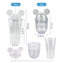 BPA Free 16oz Double Wall Plastic 480ml Cartoon Mouse Ear Acrylic Tumbler Cup With Straw and Dome Lid