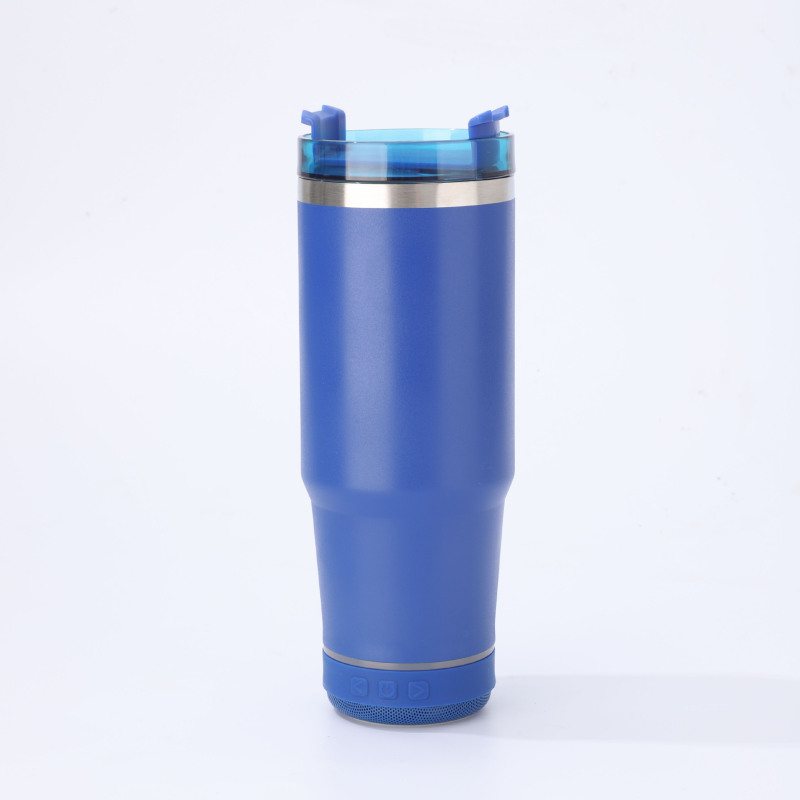 Custom Logo 30oz 304 Stainless Steel Vacuum Powder Coating Speaker Tumbler Wireless Travel Mug Water Bottle with Lids