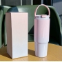 30OZ Custom Logo New Gradient Colorful Summer Stainless Steel Water Bottle Coffee Mugs Drinking Cup with Straw Portable Handle