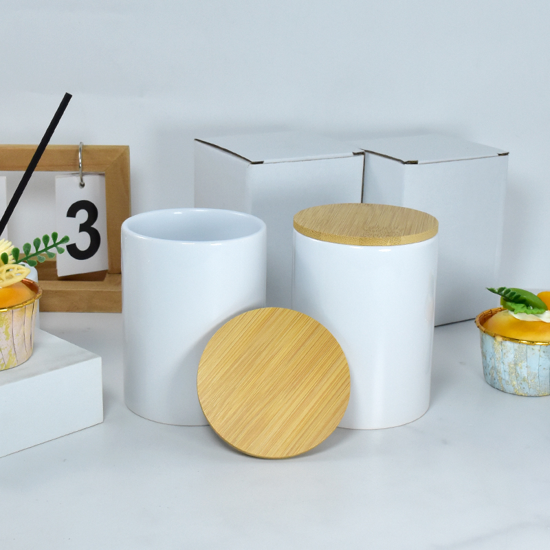 15oz Thick Candle Jars for Making Candles 15 OZ Empty Jars with Wood Lids for Candle Making, Sublimation White