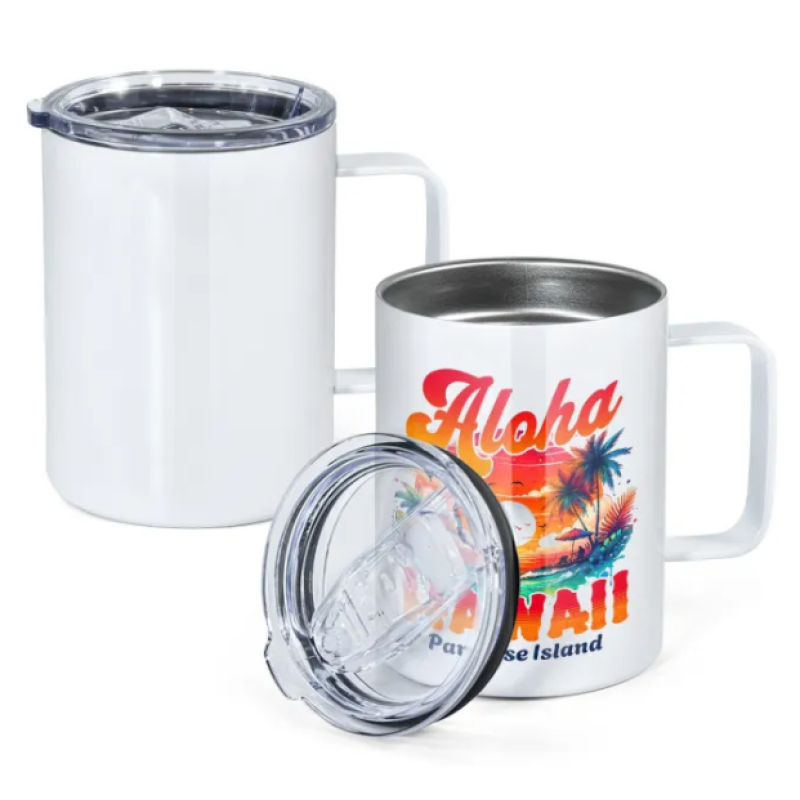 USA RTS High Quality 16oz DIY Sublimation Insulated Stainless Steel White Sublimation Tea Coffee Mugs with Handle 25PCS