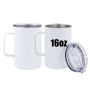 USA RTS High Quality 16oz DIY Sublimation Insulated Stainless Steel White Sublimation Tea Coffee Mugs with Handle 25PCS