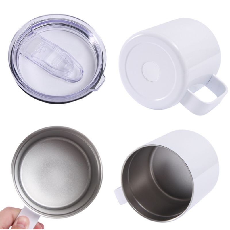 USA RTS High Quality 16oz DIY Sublimation Insulated Stainless Steel White Sublimation Tea Coffee Mugs with Handle 25PCS