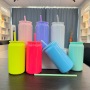 China RTS 16oz Stainless Steel Sublimation Colored Spray Painting Beer Can Cup 16 oz Vacuum Insulated Tumbler for Heat Press