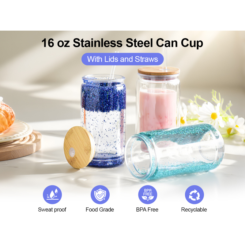 Chunky Glitter Double Wall Tumbler Pre Drilled 16oz clear Pre Drilled Snow Globe Mug Acrylic Double Wall Pre Drill Mugs