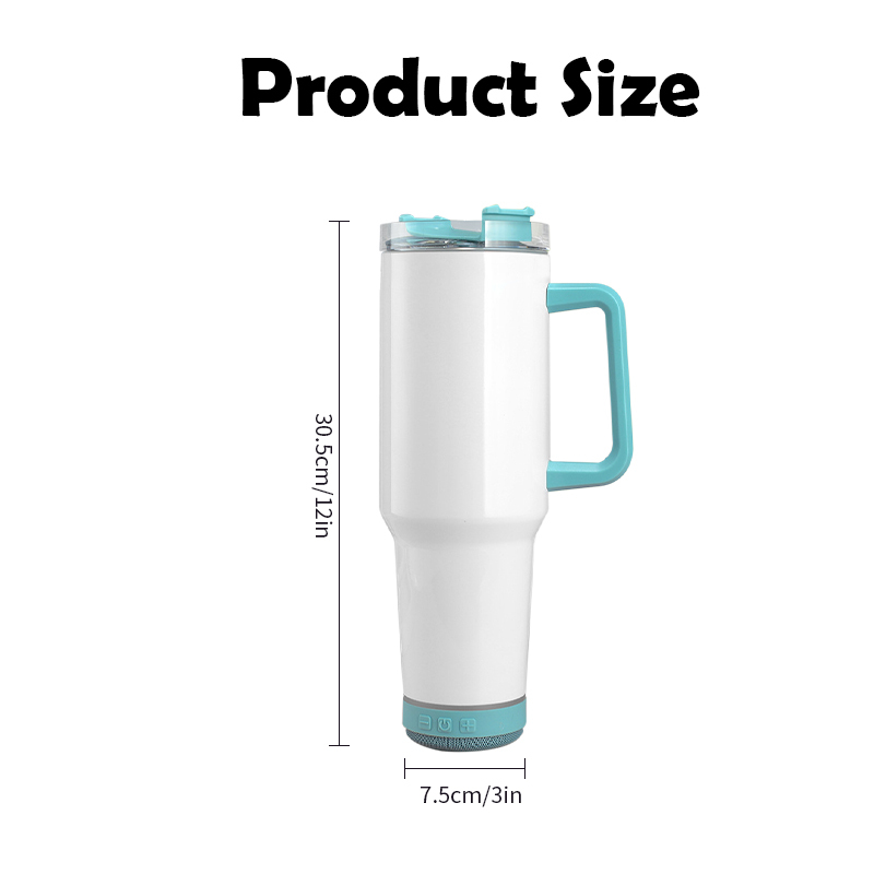 US Warehouse in Stock 40oz Sublimation Handle Speaker Tumbler Without Rim Vacuum Speaker Music Tumbler Mug 15pcs/ctn