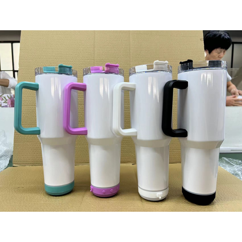 US Warehouse in Stock 40oz Sublimation Handle Speaker Tumbler Without Rim Vacuum Speaker Music Tumbler Mug 15pcs/ctn
