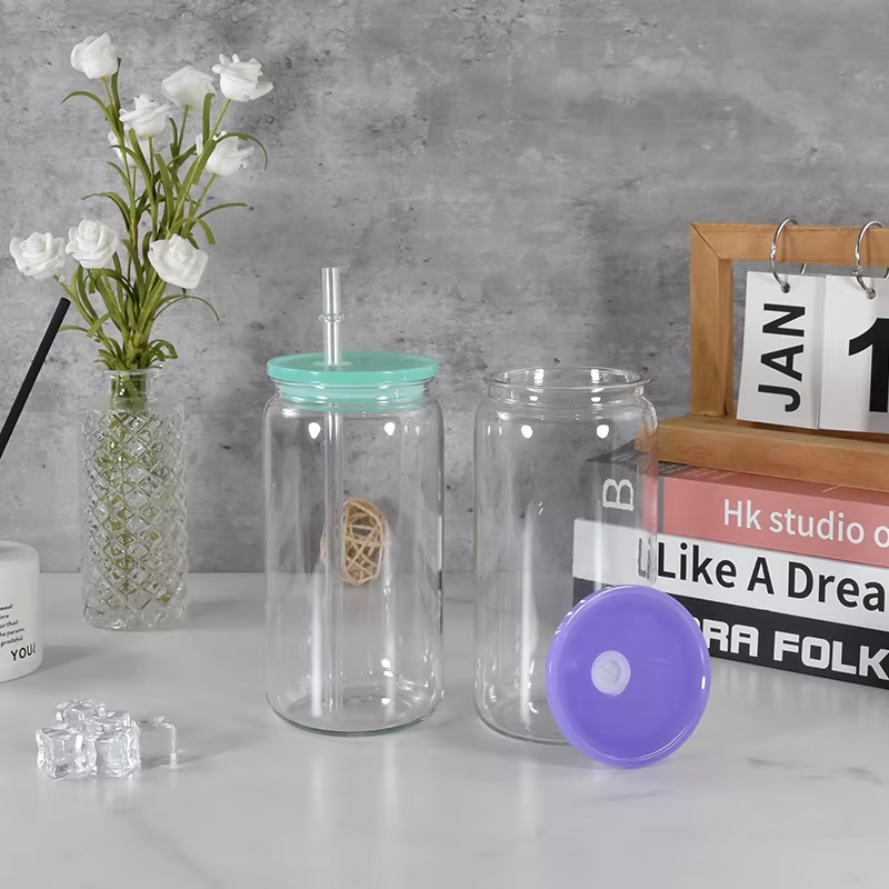 China RTS 16oz Plastic Cup BPA-Free Plastic Single Wall Clear Tumbler Reusable Coffee Cup with Straw Colorful Lids for Drinking