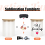 RTS 8pcs Pack 10oz Glass Candle Jar Frosted Clear Sublimation Blanks Small Tealight Glass Candle Jar With Wooden Lid