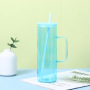 20oz ECO Friendly Products Glass Cup clear Glass Tumbler Beer Mugs Mason Jars with Handle and Colored Lids/straw