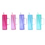 20oz ECO Friendly Products Glass Cup clear Glass Tumbler Beer Mugs Mason Jars with Handle and Colored Lids/straw