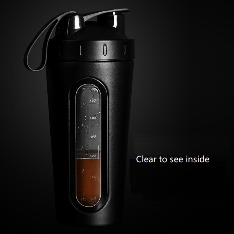 Manufacture 700ml Stainless Steel Shaker Tumbler Clear Travel Sports Protein Shaker Cup Direct Adult Water Bottles with Handle