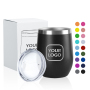 Custom Logo 12oz Powder Coated Wine Tumbler Insulated with Lid Stemless Stainless Steel Wine Glasses Double Wall Vacuum Thermal